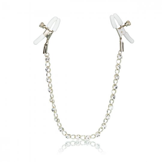 Sk�ipce na bradavky CalExotic Crystal Chain Nipple Clamps silver