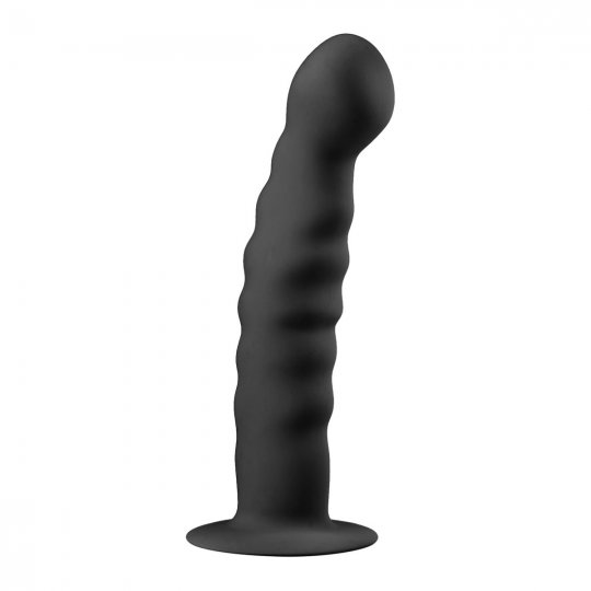 Dildo an�ln� EasyToys Ribbed Dong s p��savkou �ern�