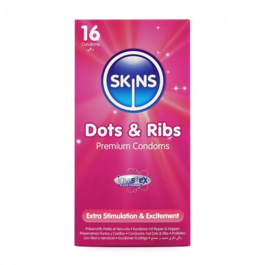 Kondom Skins Dots & Ribs Cube 16 ks
