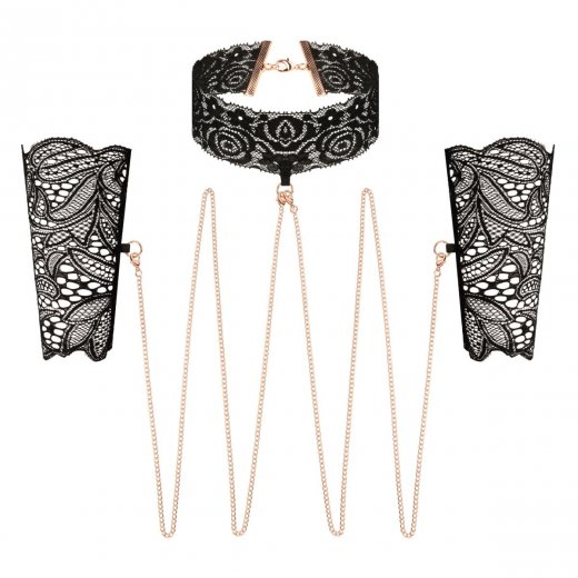 Sada Rosy Gold Lace Cuffs and Collar �ern�