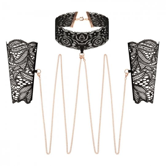 Sada Rosy Gold Lace Cuffs and Collar �ern�