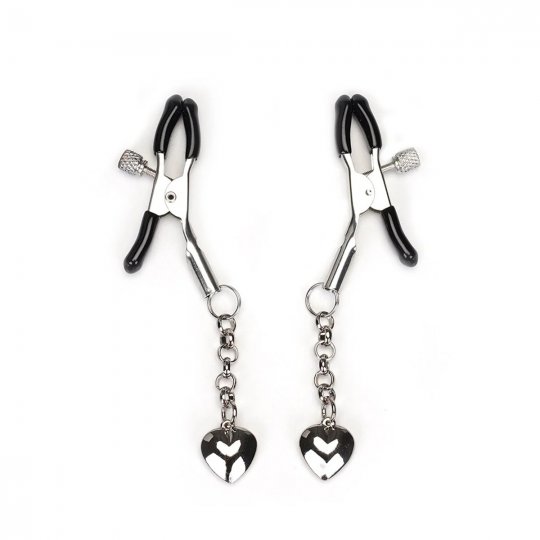 Svorky na bradavky Liebe Seele Silver Solid Heart Set 2 ks st��brn�